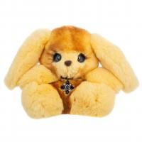 Мягкая игрушка зайчик с длинными ушами Боня желто- коричневый из меха кролика фото