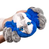 Фото мягкая игрушка паук из натурального меха кролика рекс спайди серо-синий Holich Toys в разных ракурса