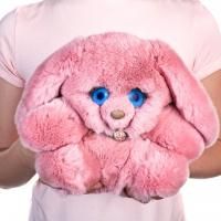 Фото розовая зайка игрушка из натурального меха боня 