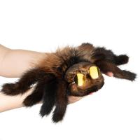 Фото мягкая игрушка паук из натурального меха тарантул коричневый Holich Toys в разных ракурса
