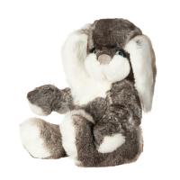 Фото мягкая игрушка зайка тедди из натурального меха марго серо-белый 