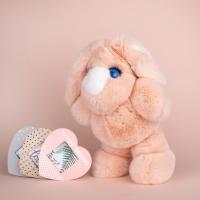 Фото мягкая игрушка зайка морозко из меха кролика рекс персикового цвета 