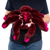 Фото мягкая игрушка большой паук птицеед из меха них из кролика рекс красный Holich Toys в разных ракурса