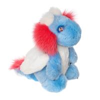 Мягкая игрушка дракон символ года 2024 из натурального меха голубой новогодний подарок