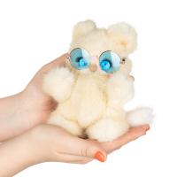 На фото мягкая игрушка котенок тедди из натурального меха норки бежевый Holich Toys 