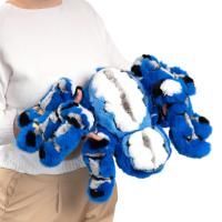 Фото мягкая игрушка большой паук павлиний из меха них из кролика рекс синий Holich Toys в разных ракурса