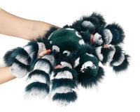Фото мягкая игрушка большой паук из натурального меха тарантул зеленый Holich Toys в разных ракурса