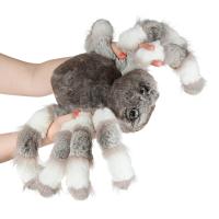 Фото мягкая игрушка большой паук из натурального меха тарантул серый Holich Toys в разных ракурса