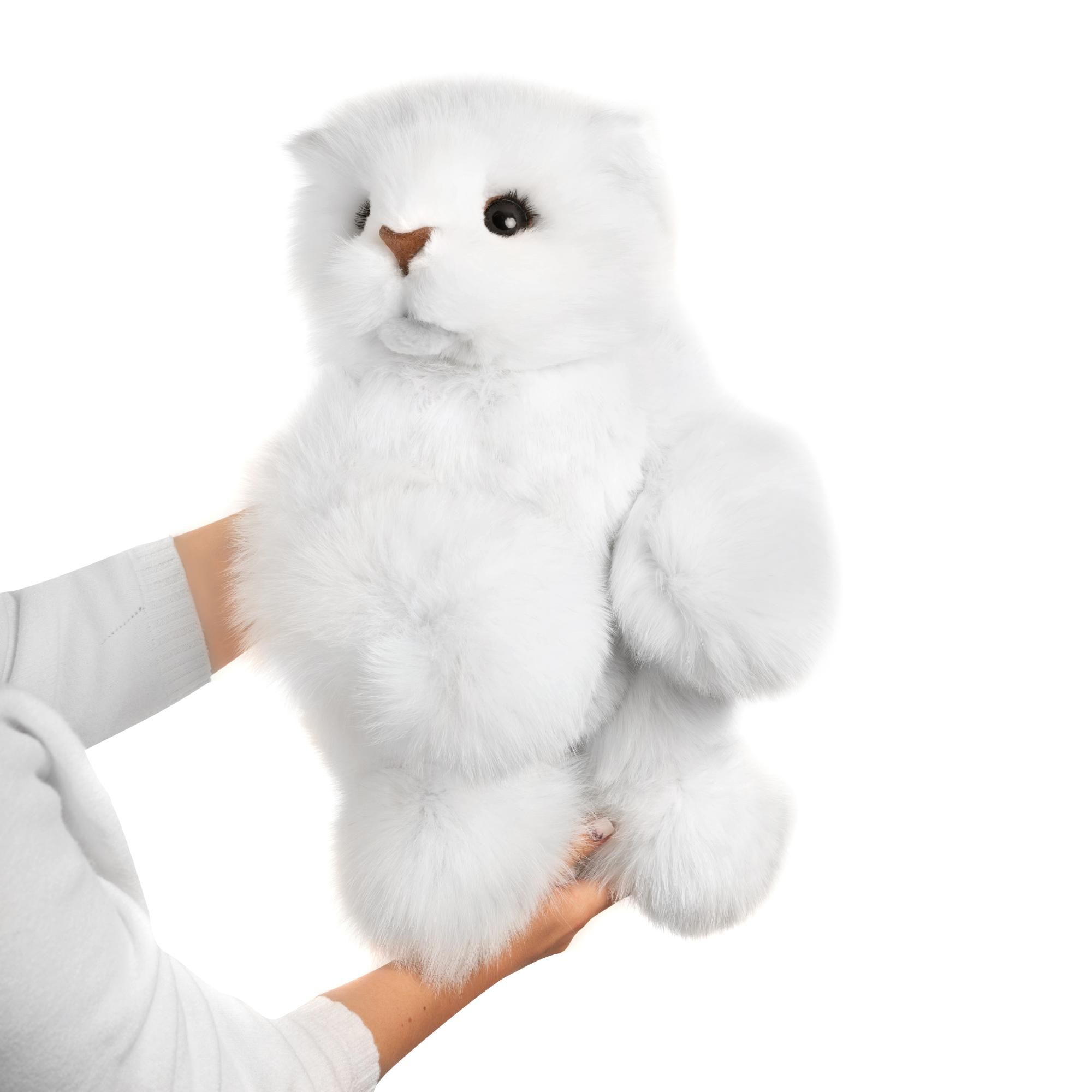 Огромная Мягкая игрушка кот из натурального меха песца белый ПушокКупить  огромная мягкая игрушка кот из натурального меха песца белый пушок онлайн
