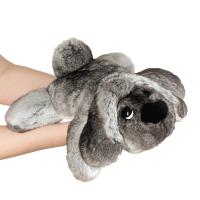Фото мягкая игрушка собака большая из натурального меха вилли шиншилла Holich Toys в разных ракурса