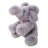 Фото мягкая игрушка слон из натурального меха кролика рекс лиловый Holich Toys в разных ракурса