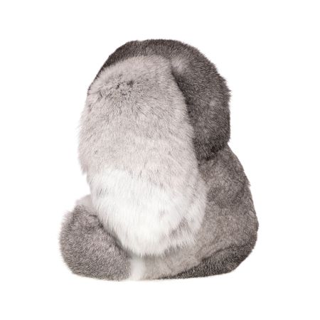 Фото №2 мягкая игрушка зайчик с длинными ушами боня серый натуральный из меха кролика рекс 
