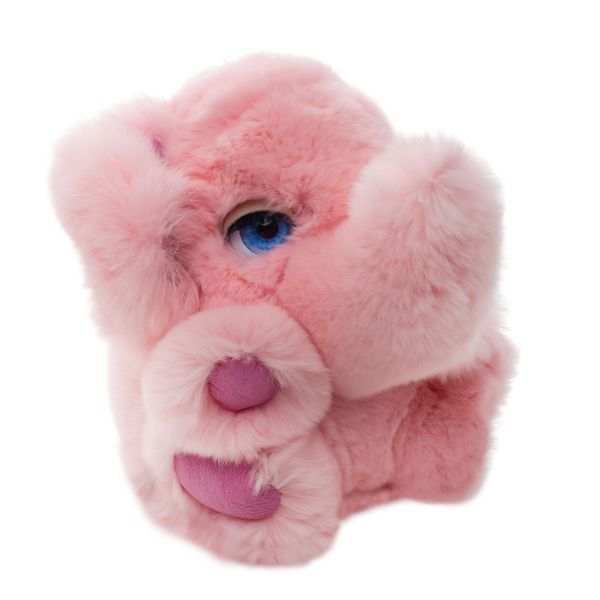 Мягкая игрушка слоник розовый из натурального меха детально