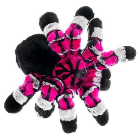 Картинка мягкая игрушка большой паук птицеед из меха них из кролика рекс розовый Holich Toys в разных ракурса