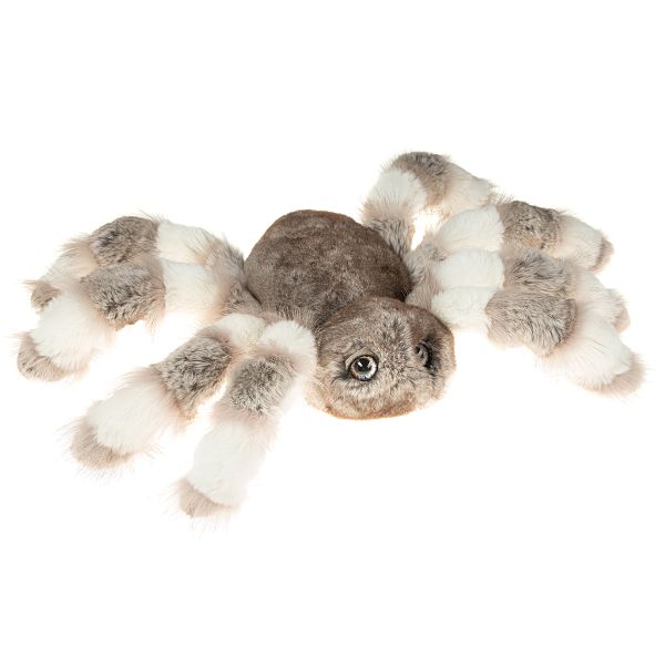 Картинка мягкая игрушка большой паук из натурального меха тарантул серый Holich Toys в разных ракурса