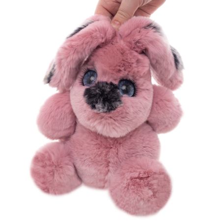 Фото №2 розовая зайка игрушка морозко из натурального меха кролика рекс 