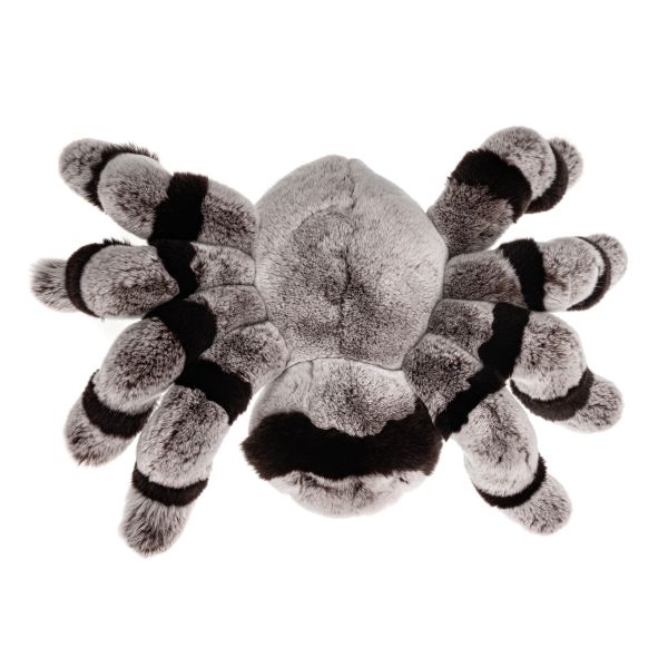 Картинка мягкая игрушка большой паук серо-черный из меха кролика рекс Holich Toys в разных ракурса