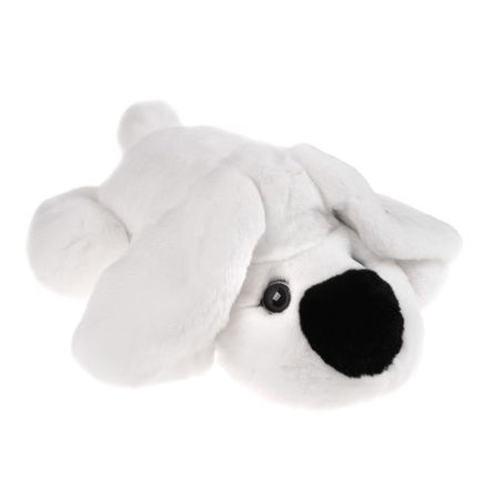 Картинка мягкая игрушка собака большая из натурального меха барон белый Holich Toys в разных ракурса