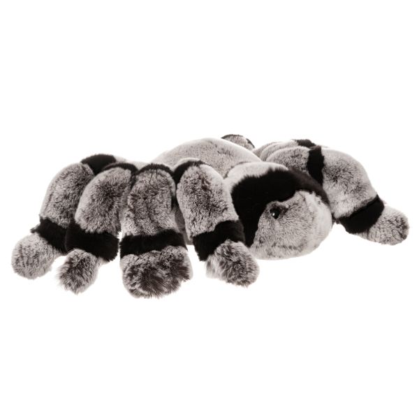 Картинка мягкая игрушка большой паук серо-черный из меха кролика рекс Holich Toys в разных ракурса