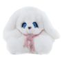 Фото №2 мягкая игрушка заяц с длинными ушами из натурального меха кролика рекс боня белый с шарфиком 