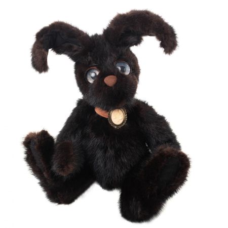 Фото №2 игрушка тедди зайка из натурального меха норки франц коричневый с карими глазами 
