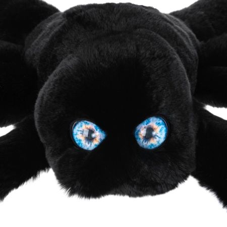 Картинка мягкая игрушка паук черный из натурального меха большой Holich Toys в разных ракурса