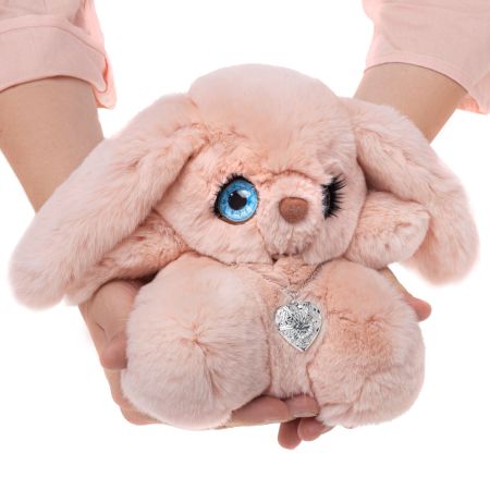 Мягкая игрушка кролик из меха кролика Боня персиковый картинка