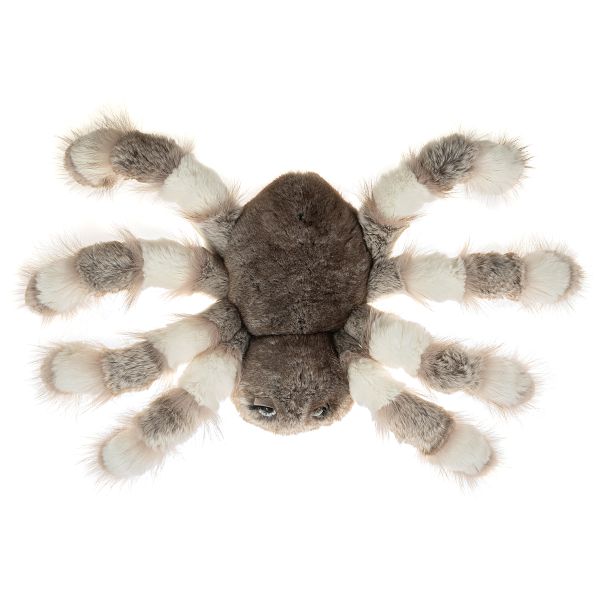 Картинка мягкая игрушка большой паук из натурального меха тарантул серый Holich Toys в разных ракурса
