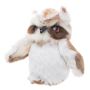 На фото подвижная игрушка сова тедди из меха кролика белая Holich Toys в разных ракурса
