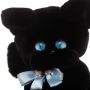 На фото кот бегемот из черного меха кролика рекс Holich Toys в разных ракурса