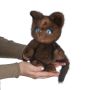 На фото мягкая игрушка кот ласкун из натурального меха норки тедди коричневый Holich Toys в разных ракурса