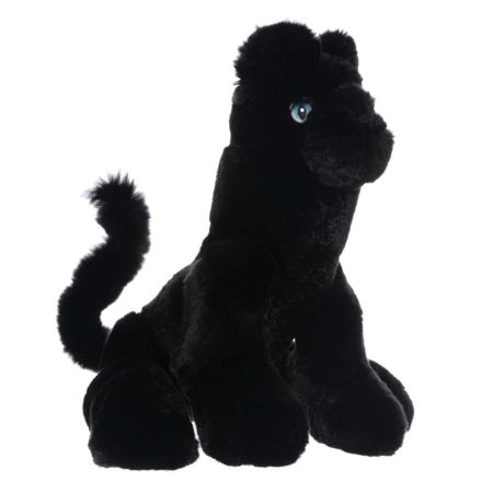 На фото подвижная игрушка пантера из натурального меха кролика рекс Holich Toys в разных ракурса