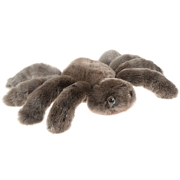 Картинка мягкая игрушка большой паук из натурального меха тарантул коричневый Holich Toys в разных ракурса