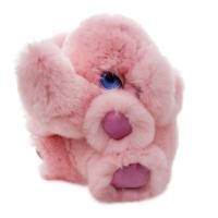 Фото мягкая игрушка слоник розовый из натурального меха Holich Toys в разных ракурса