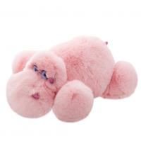 Фото мягкая игрушка бегемот из натурального меха розовый Holich Toys в разных ракурса