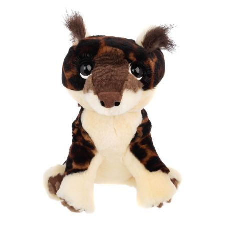 На фото мягкая игрушка леопард из натурального меха стриженной норки Holich Toys в разных ракурса