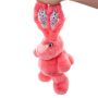 Фото №2 розовая игрушка зайка с вышитыми ушами из натурального меха 