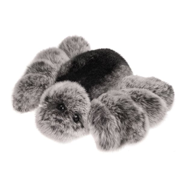 Картинка мягкая игрушка паук 4х глазик из натурального меха кролика рекс серый Holich Toys в разных ракурса