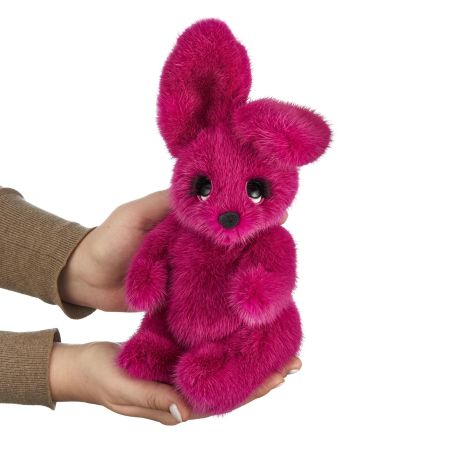 Фото №2 мягкая игрушка зайка тедди из натурального меха норки розовый софа 