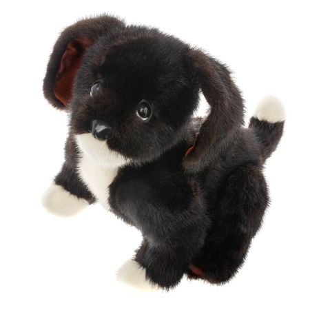 Картинка мягкая игрушка собака из меха норки темно-коричневая аслан Holich Toys в разных ракурса