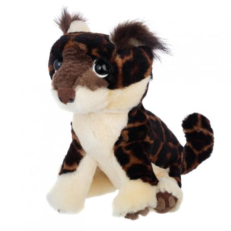 На фото мягкая игрушка леопард из натурального меха стриженной норки Holich Toys в разных ракурса