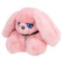 Мягкая игрушка зайчик с длинными ушами из натурального меха кролика рекс Боня розовый картинка